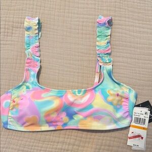NWT Salt + Cove Multicolor Ruched Bikini Top